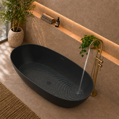 Byron Egg 1700mm Oval Artificial Stone Freestanding Bath, Matte Black