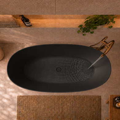 Byron Egg 1700mm Oval Artificial Stone Freestanding Bath, Matte Black