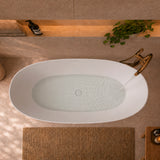 Byron Egg 1700mm Oval Artificial Stone Freestanding Bath, Matte White
