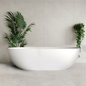 Byron Egg 1800mm Oval Artificial Stone Freestanding Bath, Gloss White