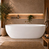 Byron Egg 1800mm Oval Artificial Stone Freestanding Bath, Gloss White