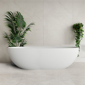 Byron Egg 1800mm Oval Artificial Stone Freestanding Bath, Matte White