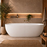Byron Egg 1800mm Oval Artificial Stone Freestanding Bath, Matte White