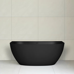 Byron Egg 1500mm Back to Wall Artificial Stone Freestanding Bath, Matte Black