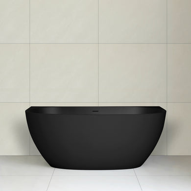 Byron Egg 1500mm Back to Wall Artificial Stone Freestanding Bath, Matte Black
