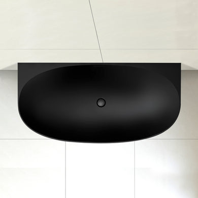 Byron Egg 1500mm Back to Wall Artificial Stone Freestanding Bath, Matte Black