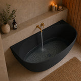 Byron Egg 1500mm Back to Wall Artificial Stone Freestanding Bath, Matte Black