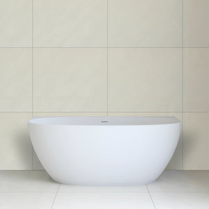 Byron Egg 1500mm Back to Wall Artificial Stone Freestanding Bath, Matte White