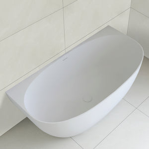 Byron Egg 1500mm Back to Wall Artificial Stone Freestanding Bath, Matte White