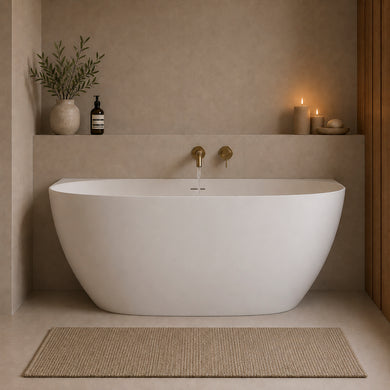 Byron Egg 1500mm Back to Wall Artificial Stone Freestanding Bath, Matte White