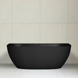 Byron Egg 1700mm Back to Wall Artificial Stone Freestanding Bath, Matte Black