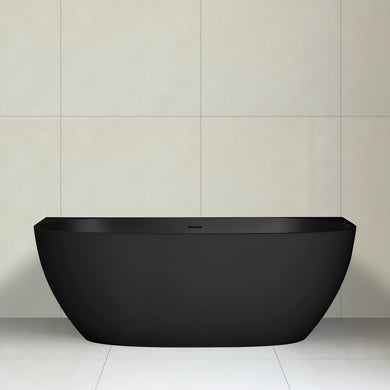 Byron Egg 1700mm Back to Wall Artificial Stone Freestanding Bath, Matte Black