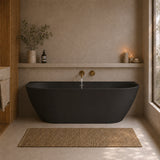 Byron Egg 1700mm Back to Wall Artificial Stone Freestanding Bath, Matte Black