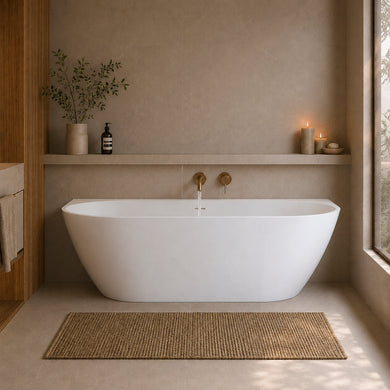 Byron Egg 1700mm Back to Wall Artificial Stone Freestanding Bath, Matte White