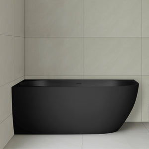 Byron Egg 1500mm Left Corner Artificial Stone Freestanding Bath, Matte Black