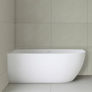 Byron Egg 1500mm Left Corner Artificial Stone Freestanding Bath, Matte White