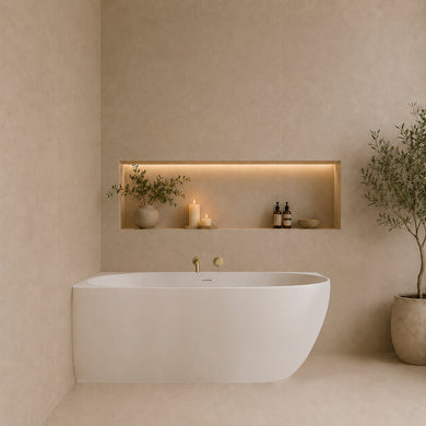 Byron Egg 1500mm Left Corner Artificial Stone Freestanding Bath, Matte White