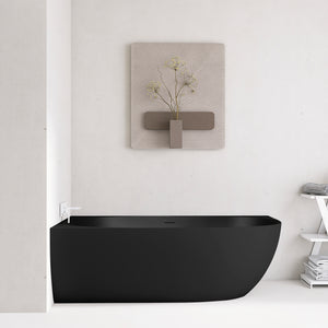 Byron Egg 1700mm Left Corner Artificial Stone Freestanding Bath, Matte Black