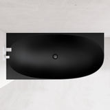 Byron Egg 1700mm Left Corner Artificial Stone Freestanding Bath, Matte Black