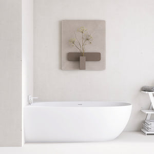 Byron Egg 1700mm Left Corner Artificial Stone Freestanding Bath, Matte White