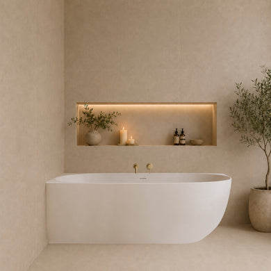 Byron Egg 1700mm Left Corner Artificial Stone Freestanding Bath, Matte White