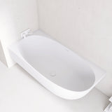 Byron Egg 1700mm Left Corner Artificial Stone Freestanding Bath, Matte White