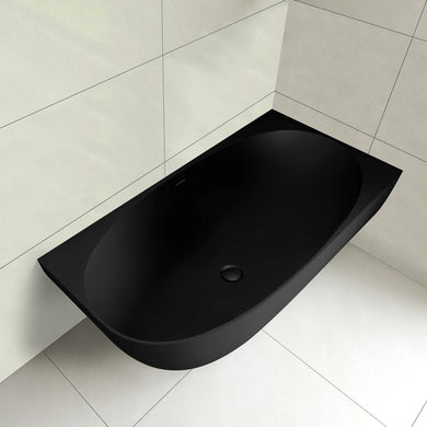 Byron Egg 1500mm Right Corner Artificial Stone Freestanding Bath, Matte Black