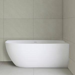 Byron Egg 1500mm Right Corner Artificial Stone Freestanding Bath, Matte White