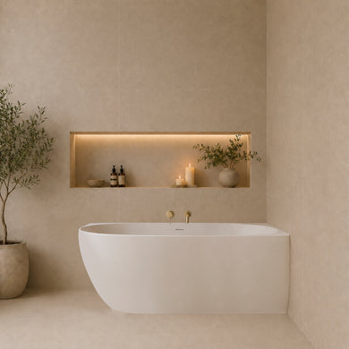 Byron Egg 1500mm Right Corner Artificial Stone Freestanding Bath, Matte White