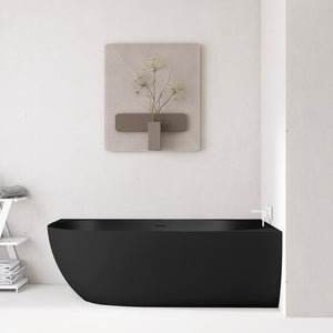 Byron Egg 1700mm Right Corner Artificial Stone Freestanding Bath, Matte Black