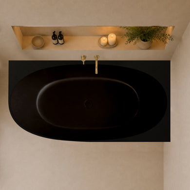 Byron Egg 1700mm Right Corner Artificial Stone Freestanding Bath, Matte Black