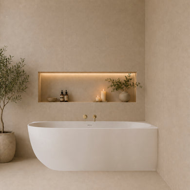 Byron Egg 1700mm Right Corner Artificial Stone Freestanding Bath, Matte White