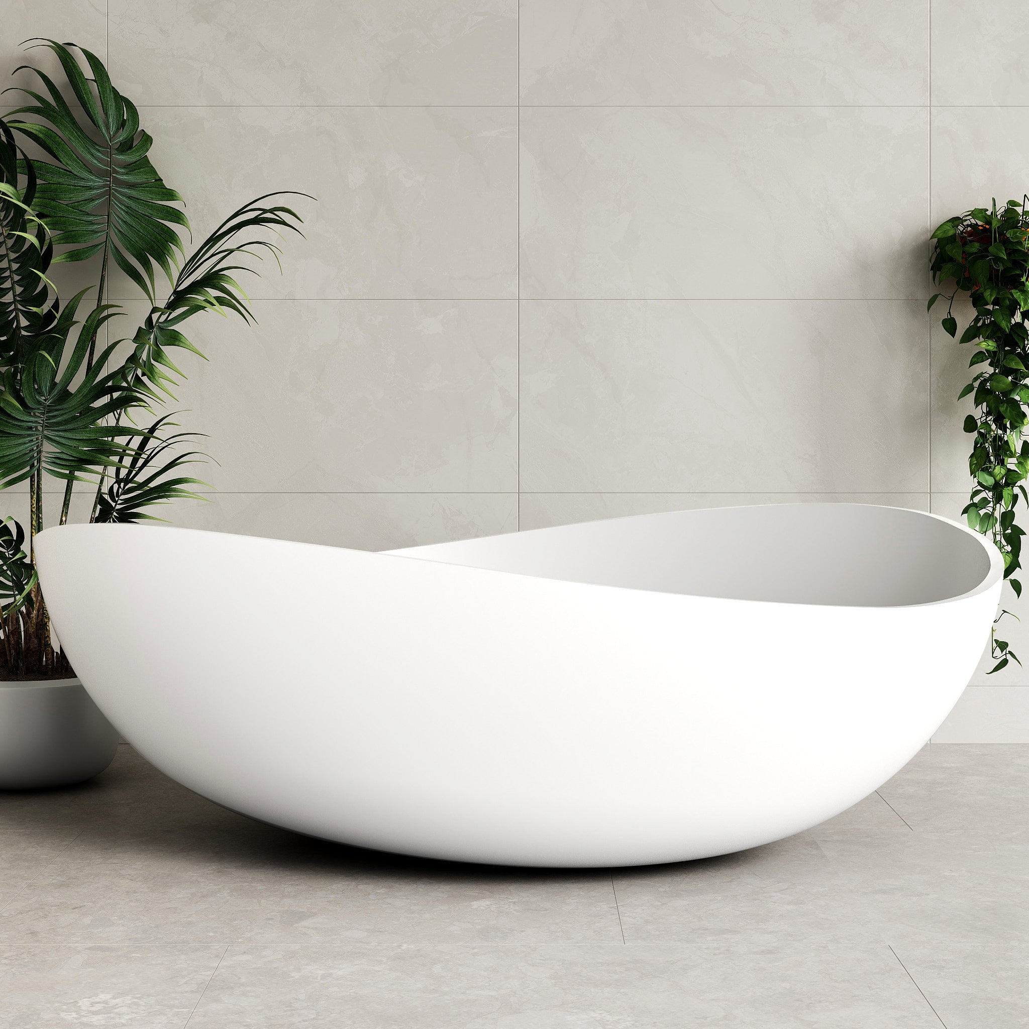 Wave Oval 1800mm Artificial Stone Freestanding Bath, Gloss White – ATS ...