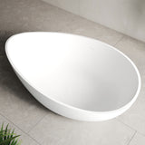 Wave Oval 1800mm Artificial Stone Freestanding Bath, Gloss White