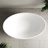 Wave Oval 1800mm Artificial Stone Freestanding Bath, Gloss White