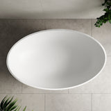 Wave Oval 1800mm Artificial Stone Freestanding Bath, Matte White