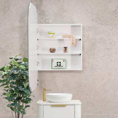 Classic Jewel 600mm x 1000mm Mirrored Shaving Cabinet, Matte White