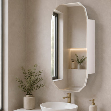 Classic Jewel 600mm x 1000mm Mirrored Shaving Cabinet, Matte White