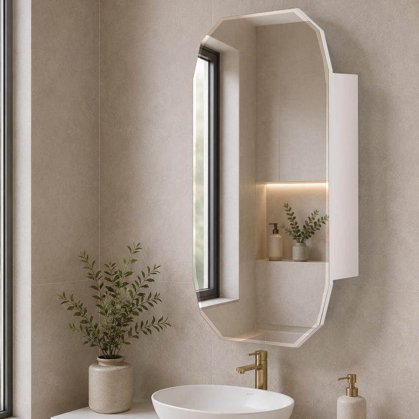 Classic Jewel 600mm x 1000mm Mirrored Shaving Cabinet, Matte White