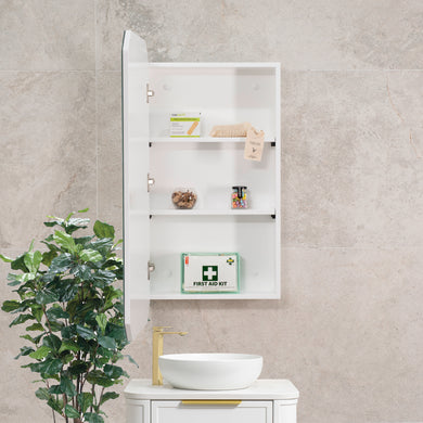 Radiant Jewel 450mm x 900mm Mirrored Shaving Cabinet, Matte White