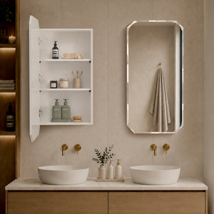 Radiant Jewel 450mm x 900mm Mirrored Shaving Cabinet, Matte White