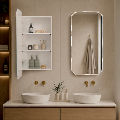 Radiant Jewel 450mm x 900mm Mirrored Shaving Cabinet, Matte White
