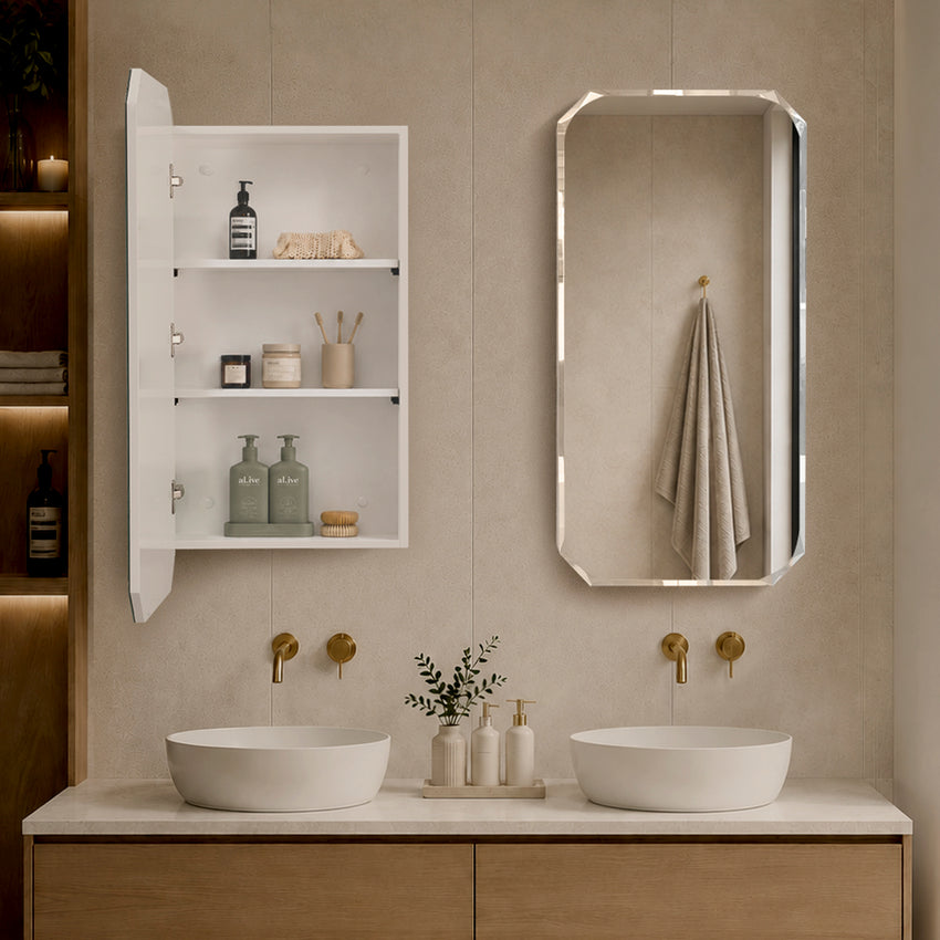 Radiant Jewel 450mm x 900mm Mirrored Shaving Cabinet, Matte White