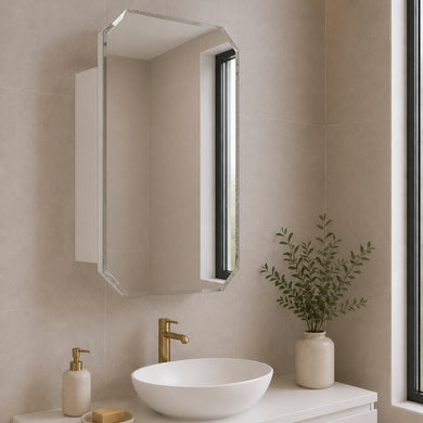 Radiant Jewel 600mm x 900mm Mirrored Shaving Cabinet, Matte White