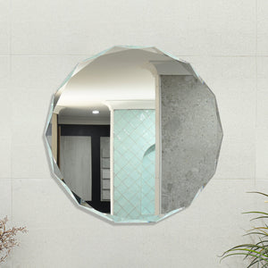 Fine Round Jewel 750mm Frameless Mirror with Jewelled Edge