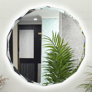 Fine Round Jewel 900mm LED Mirror with Jewelled Edge and Demister *Clearance Stock*