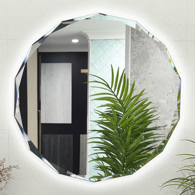 Fine Round Jewel 900mm Backlit LED Frameless Mirror with Jewelled Edge and Demister *Clearance Stock*