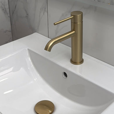 Profile III Short Basin Mixer, PVD Brushed Brass Gold