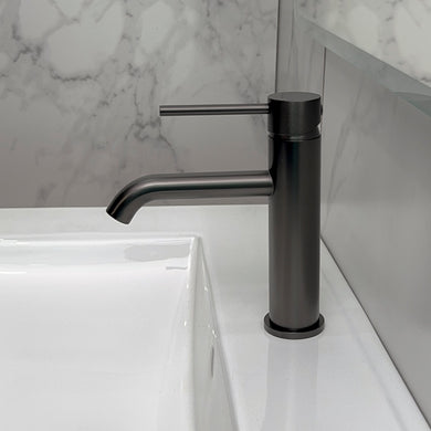 Profile III Short Basin Mixer, PVD Brushed Gunmetal