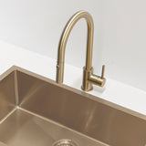 Profile III Gooseneck Kitchen Sink Mixer with Pull-Out, PVD Brushed Brass Gold